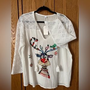 Christmas Rudolph top 2XL